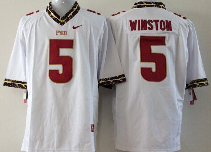 Men Florida State Seminoles FSU #5 Winston White Nike 2025 NCAA Jersey